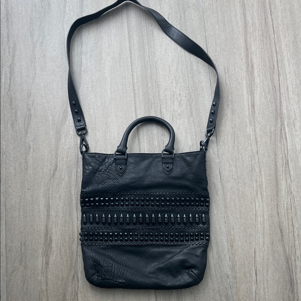 Pour La Victoire Black Studded Crossbody Bag